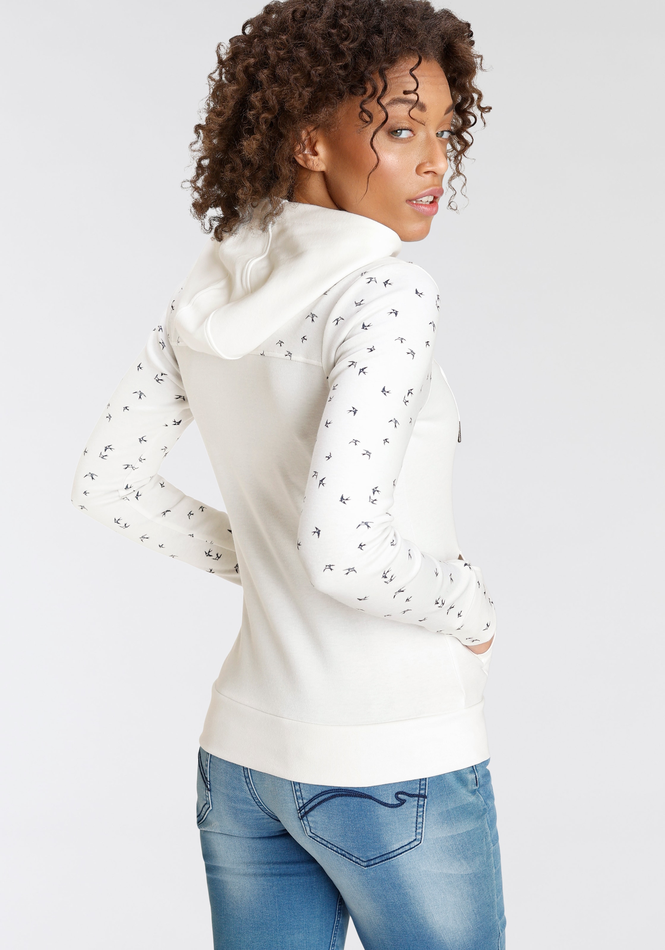 KangaROOS Kapuzensweatjacke , mit filigranem Print