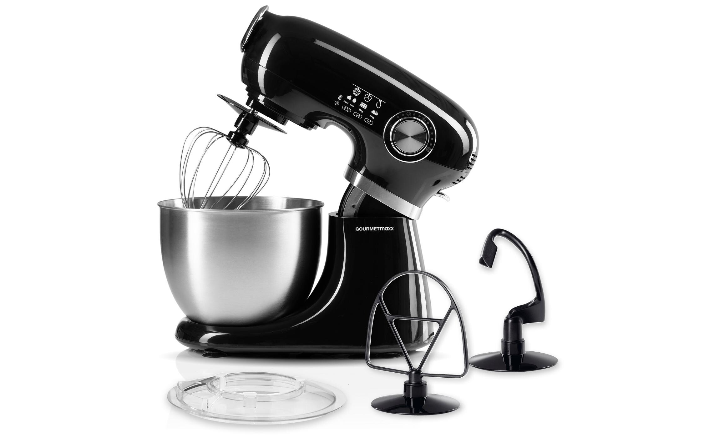 Küchenmaschine SchwarzKüchengerät mit Rührschüssel und Zubehör