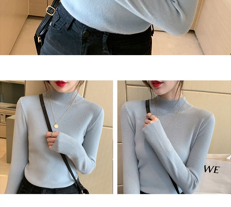 Maido - Lange mouwen, getailleerd, effen, slim fit gebreide top