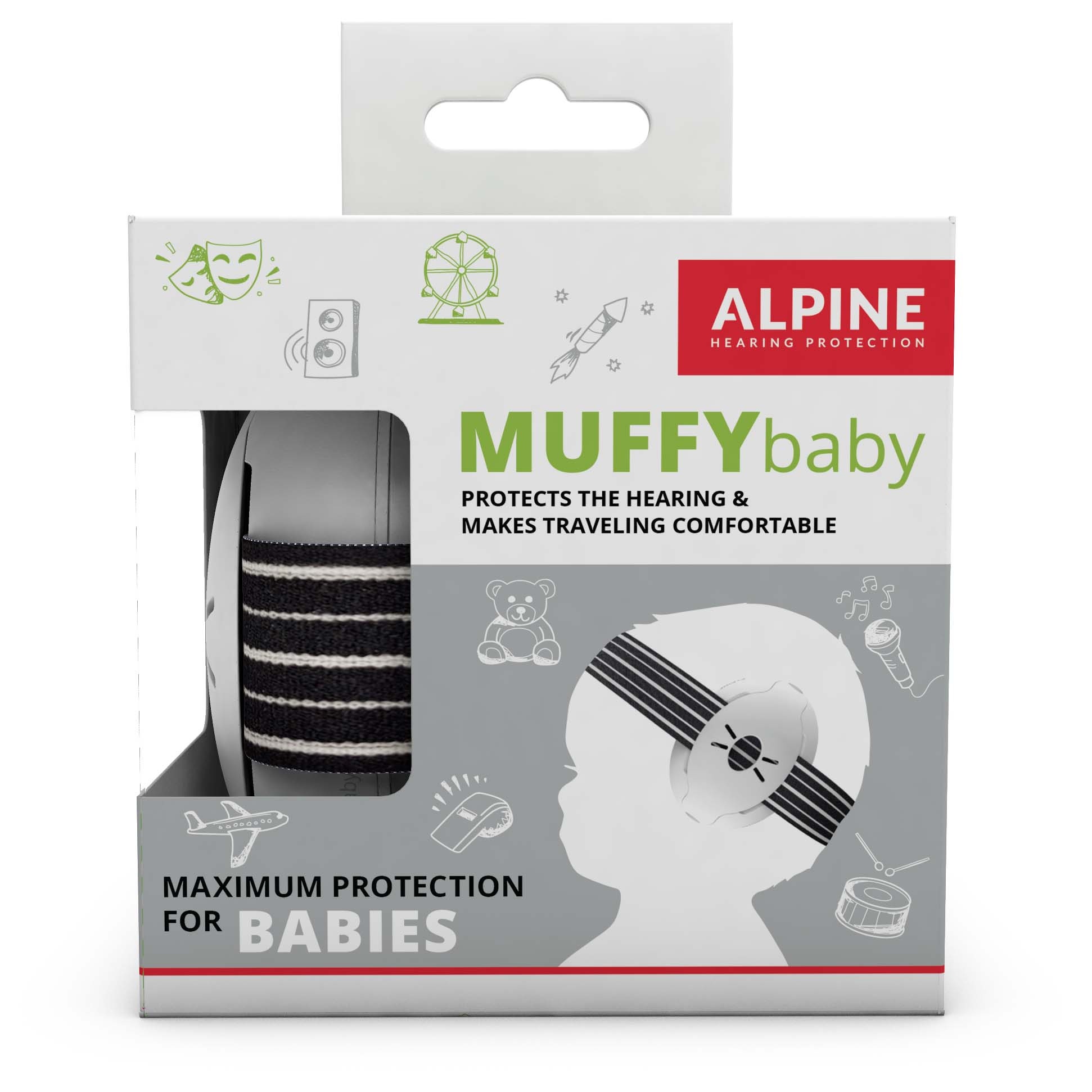 Alpine Muffy Baby gehoorbeschermers zwart