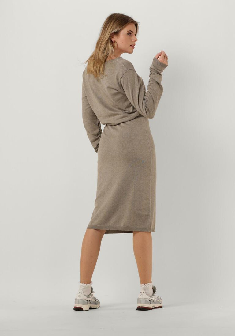 MINUS bruine minus midi jurk vilena v-neck knit dress