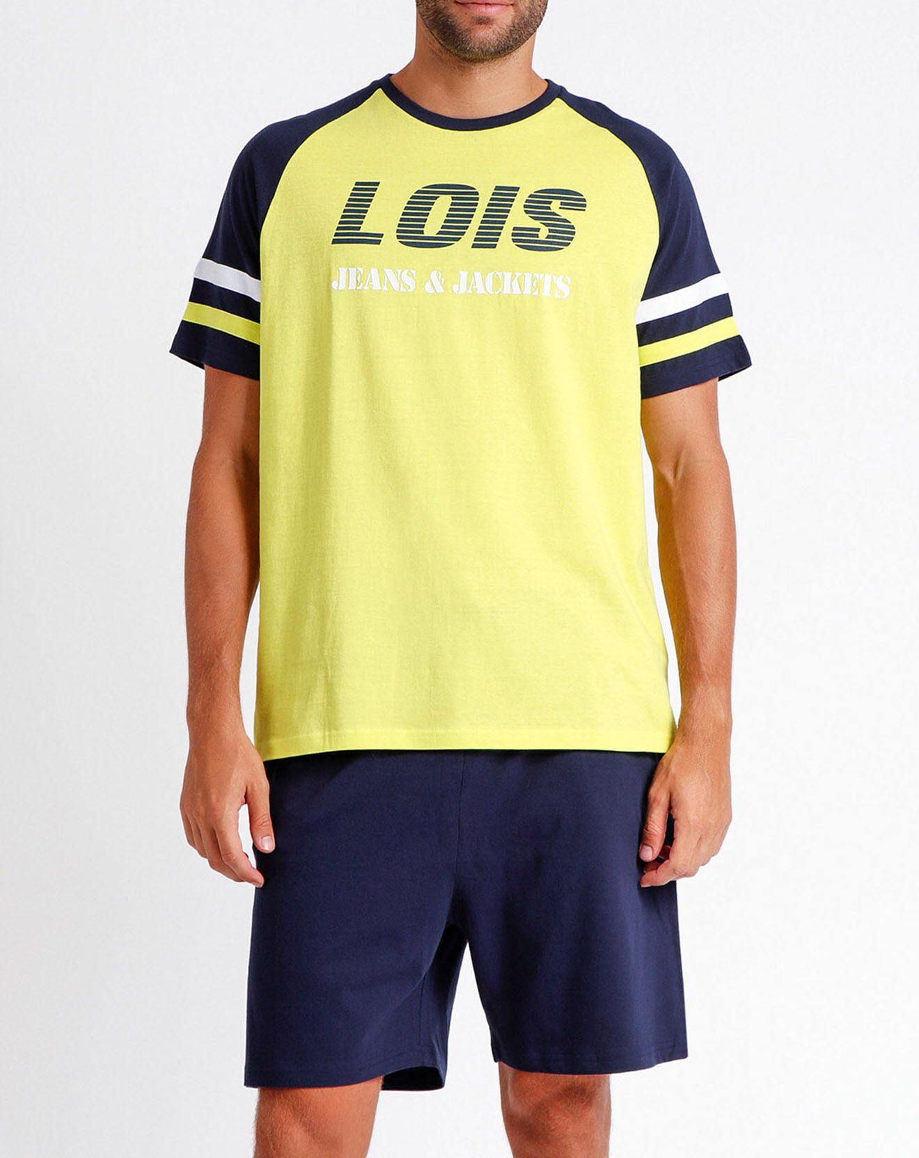 Lois Pyjama jaune/bleu marine