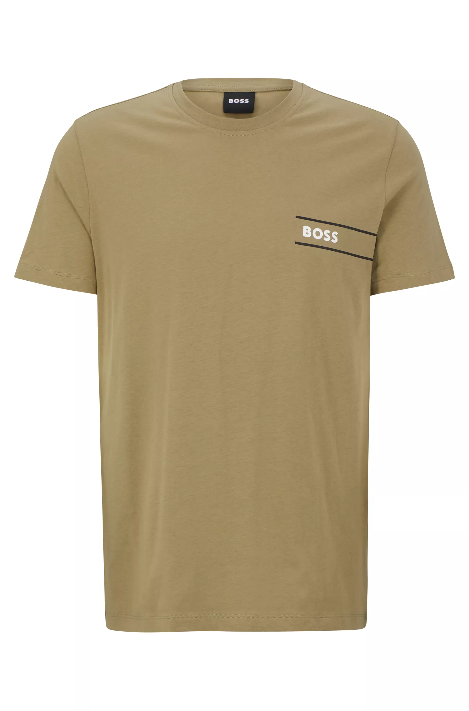 Camiseta de roupa íntima BOSS preta em algodão orgânico com logotipo estampado