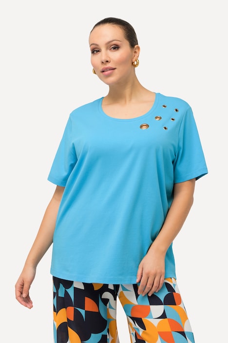 T-Shirt, Schmuckösen, Rundhals, Halbarm