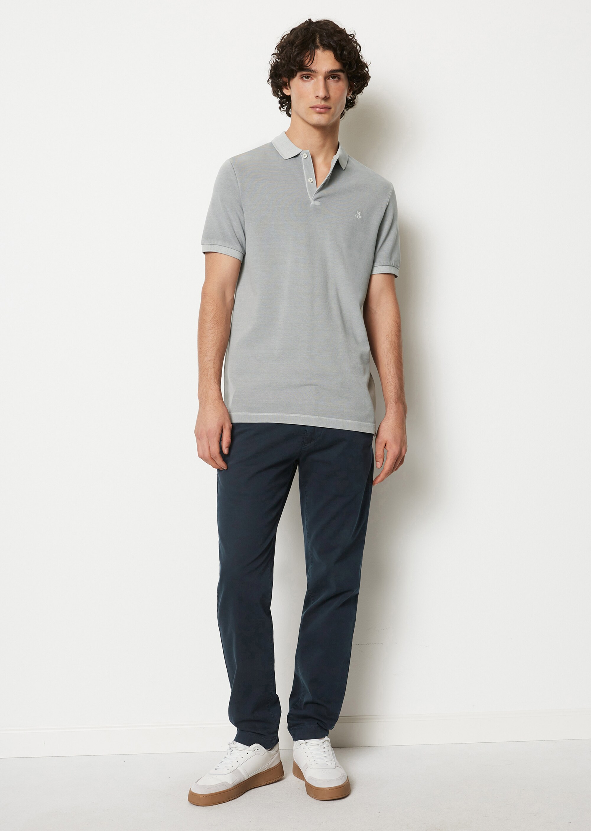 Kurzarm-Poloshirt Piqué shaped aus Organic Cotton-Stretch