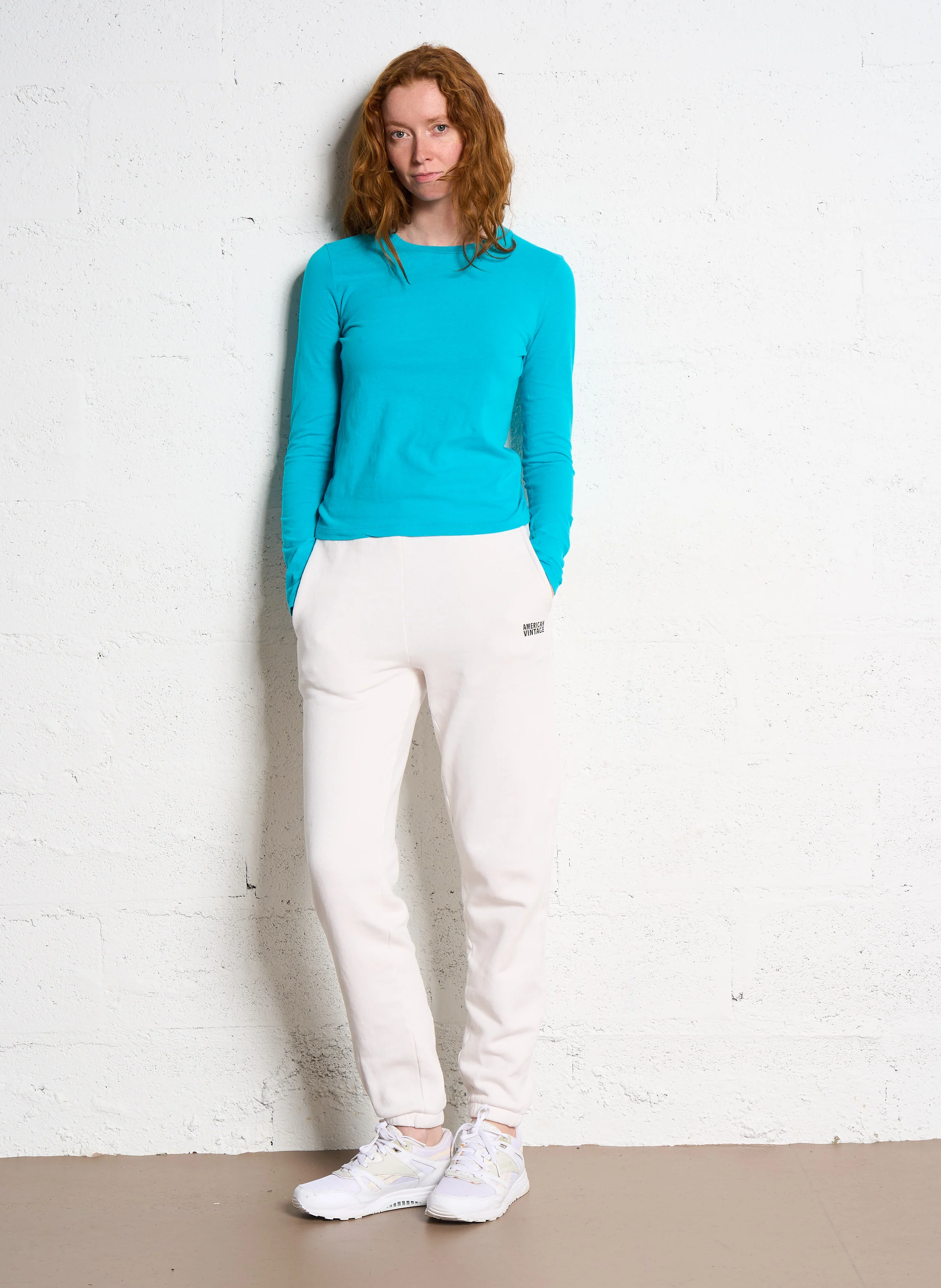 IZUBIRD - Jogging taille haute en coton mélangé | Blanc
