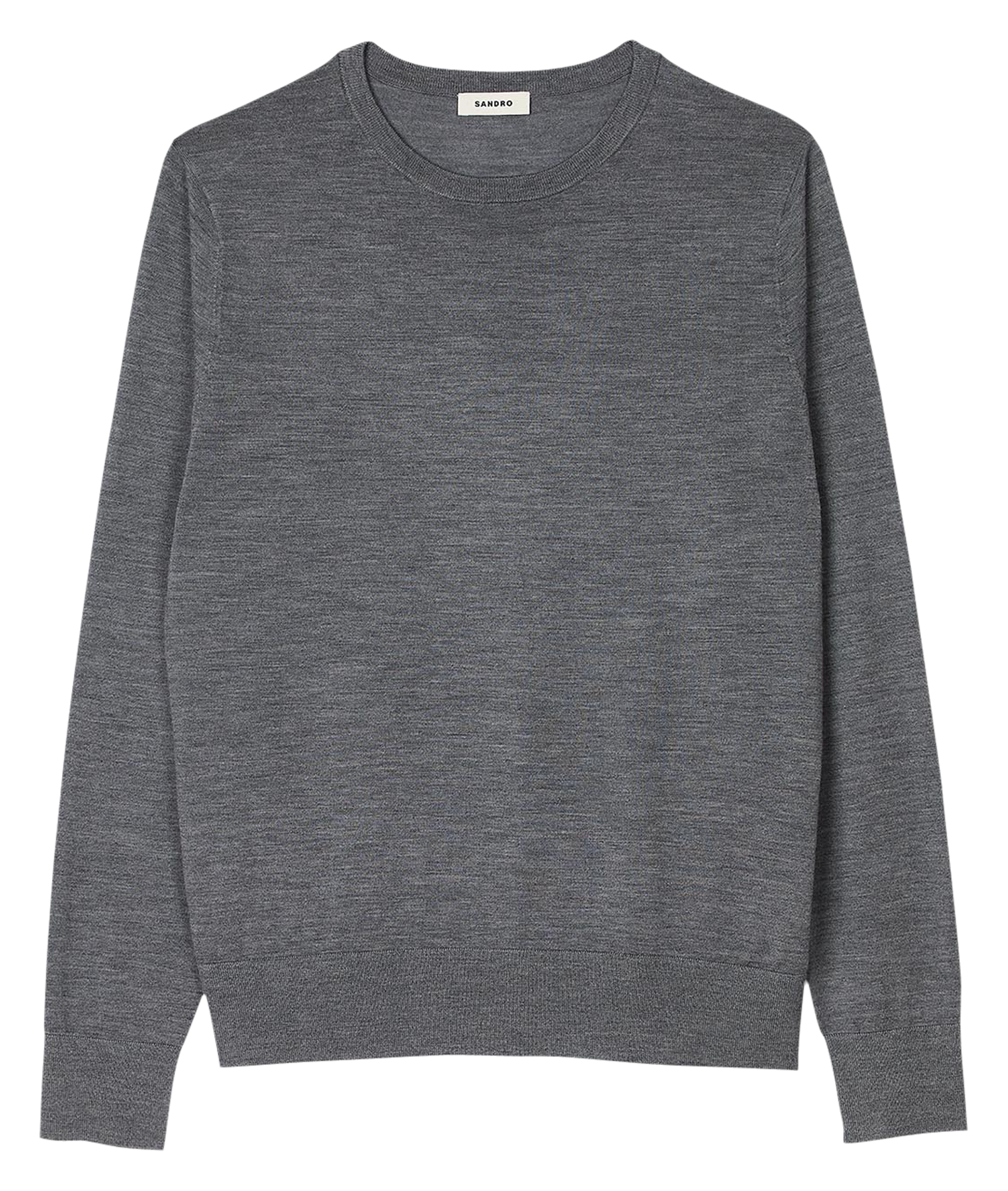 Pull col rond droit en laine | Gris