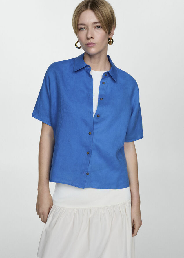 MANGO Linen 100% shirt 55