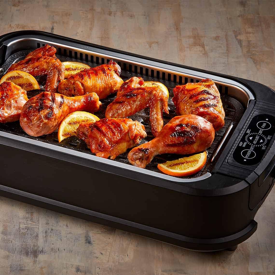 PowerXL Smokeless Grill - elektrischer Tischgrill mit Grillplatte, Grillrost & Glasdeckel - Indoor Grill 1500W mit Anti-Haft-Beschichtung & Aromafunktion - Grill elektrisch - Elektro Grill für zuhause