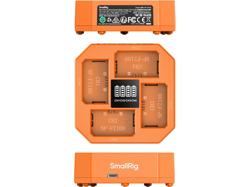 Smallrig Ladegerät NP-FZ100 Battery Charger 4-Kanal-Kamera-Akku-Ladegerät