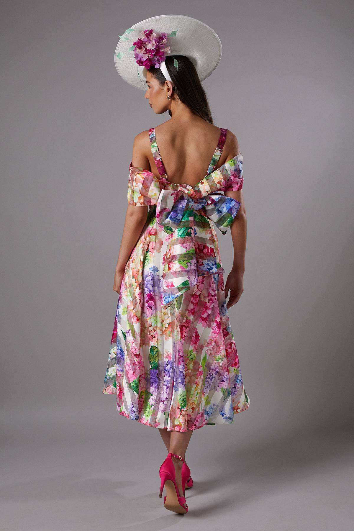Coast Robe Midi Bardot en Organza Imprimé Lisa Tan