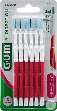 Gum Bi-Direction Brossette Interdentaire 1,2mm Fine 6 Pièces (2614)