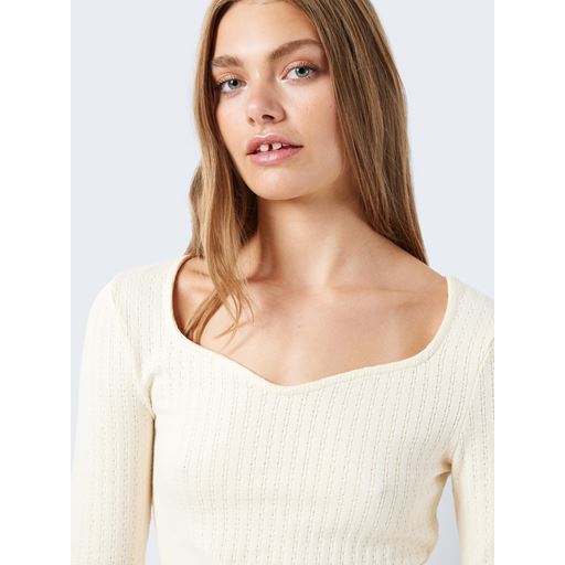 Noisy May Anna Heart Bluse, Pearled Ivory, L