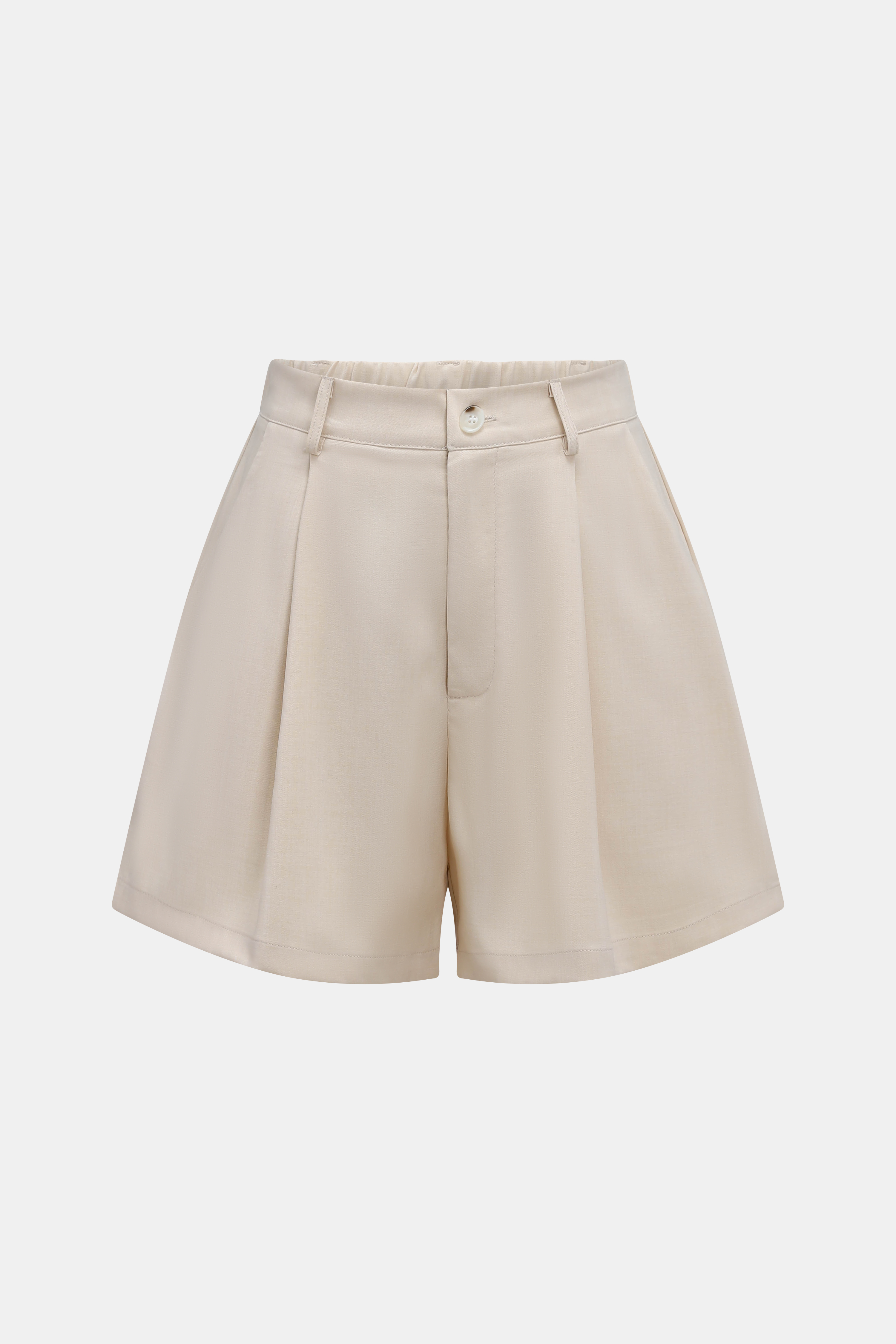 Short large plissé beige