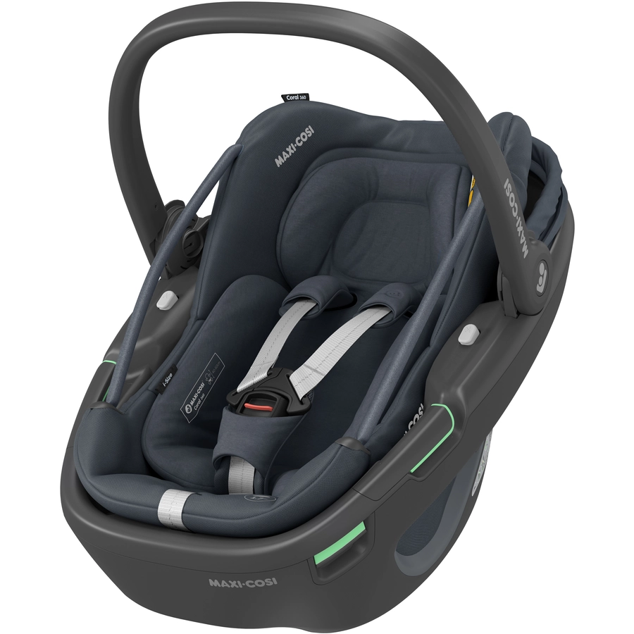 MAXI COSI Set Babyschale Coral 360 Essential Graphite plus Kindersitz Pearl 360 Authentic Black plus Basisstation FamilyFix 360