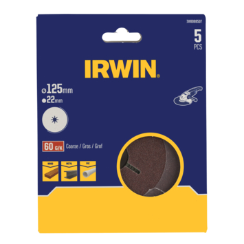 Irwin schuurschijf voor haakse slijper Ø125 mm korrelgrootte K60 5 stuks