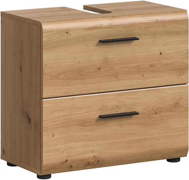 welltime Waschbeckenunterschrank »FLORENZ, TOPSELLER!, Breite 60 cm, 2 Schubkästen,ink. Siphonausschnitt« TOPSELLER!, 1 Stk. tlg. hochwertige MDF Front, Griff schwarz, Badschrank, Bad
