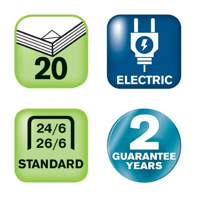 Rapid - Agrafeuse électrique Fixativ 20EX noir - capacité de 20 feuilles - agrafes 24/6 ou 26/6
