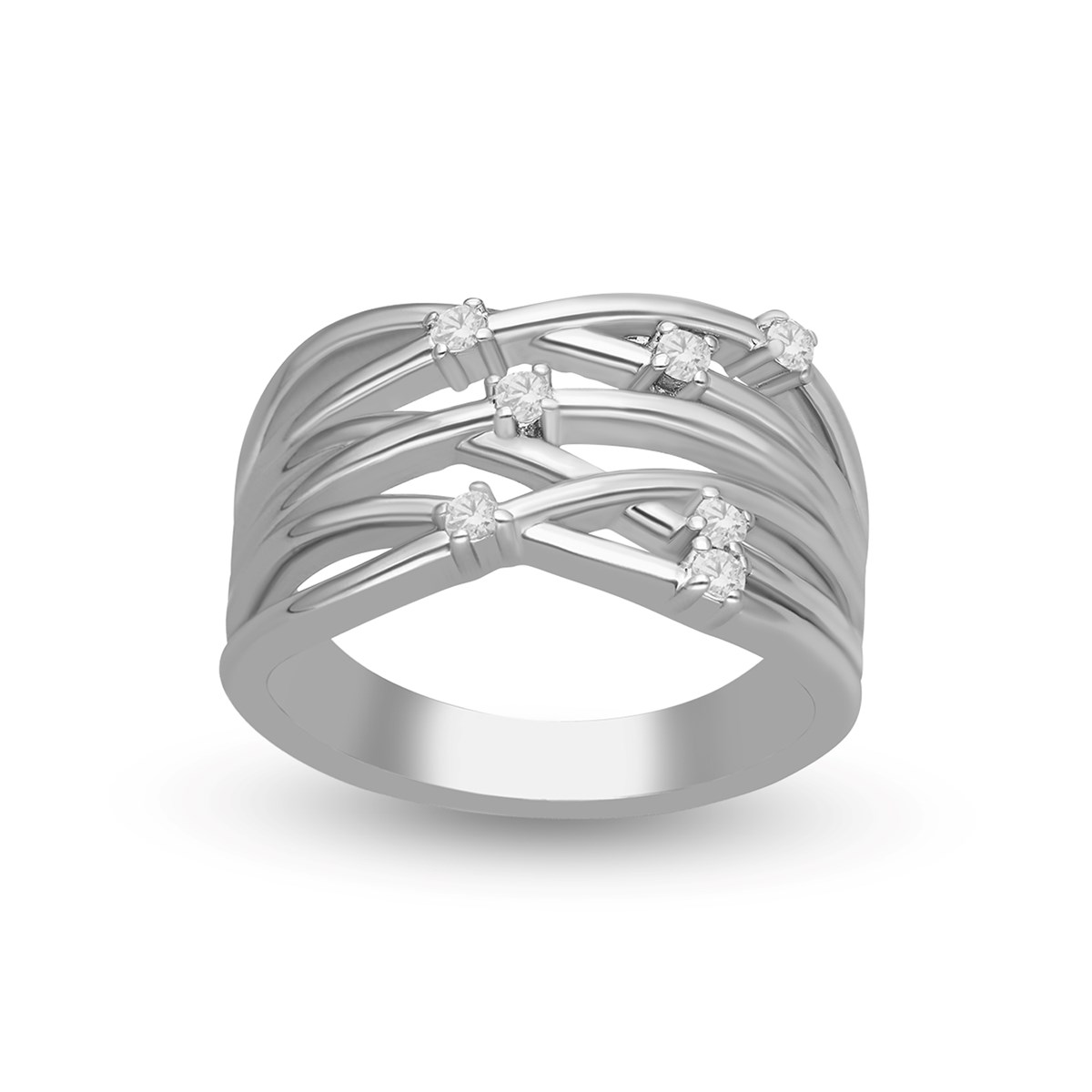Bague Sertie Argentée Entrelacée