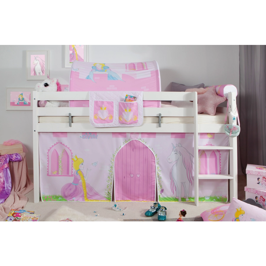 TICAA Hochbett Prinzessin Liora inkl. Zubehör Kiefer weiß Weiß