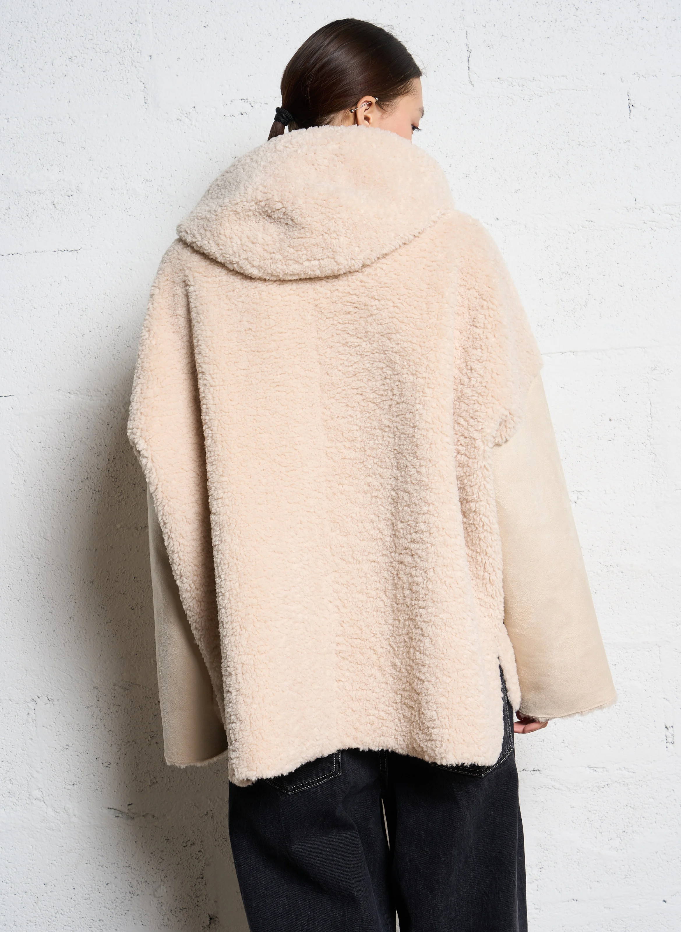 MIRA - Manteau ample bi matière | Beige