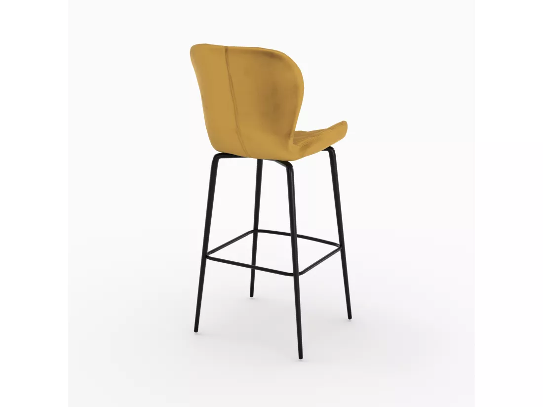 Lot de 2 chaises de bar en velours jaune curry 75 cm - Mazzia