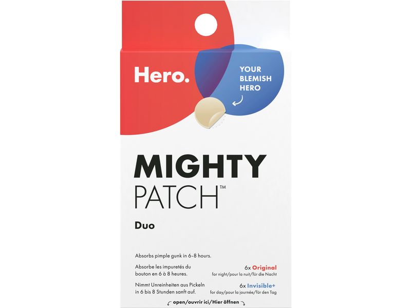 Hero. Gesichtsmaske Mighty Patch Duo 2 x 6 Stück Pickel-Pflaster nimmt Unreinheiten in 6-8 Stunden sanft auf