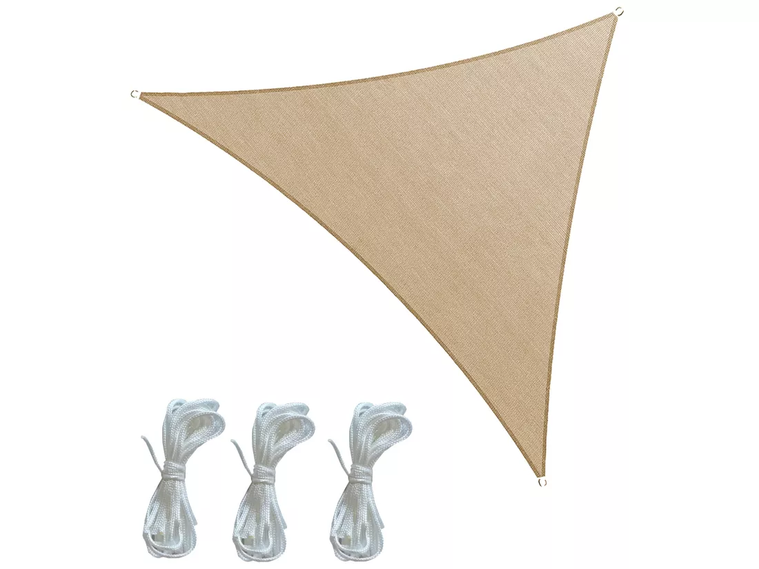 Tente Parasol Beige Polyéthylène Triangulaire Jardin 5x5x5