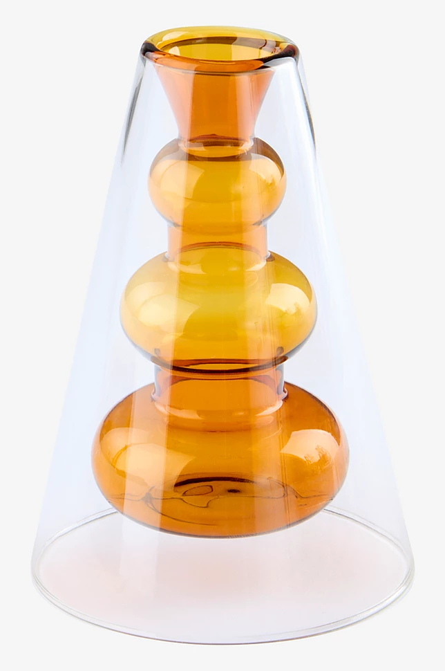 TILO AMBER glassvase høyde 13 cm