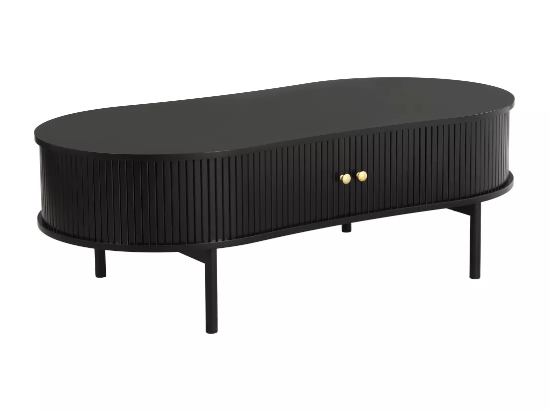 Table basse avec 2 portes coulissantes en MDF - Noir - SEVATO