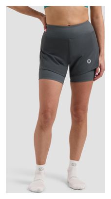 Short 2-en-1 De Running Rogelli Essential Gris Femme