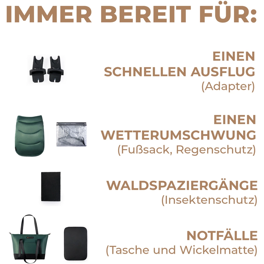 Kinderkraft Kombikinderwagen PRIME 2 2 in 1 Dark Green