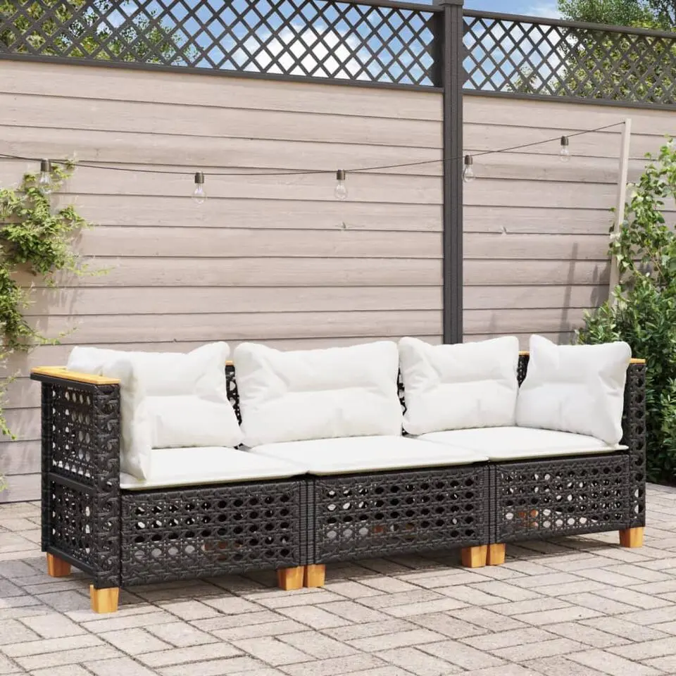 vidaXL - Tuinbank - Zwart - Poly rattan - 3 stuks