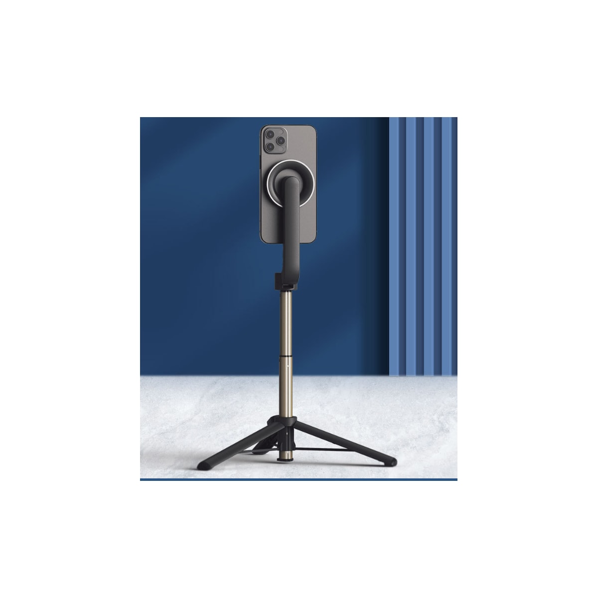 Ny bærbar magnetisk trådløs Bluetooth Selfie Stick WS-22005 Sort