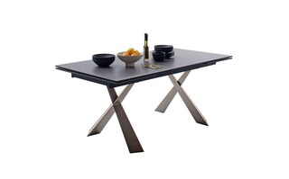 CASAVANTI Esstisch BADESI 180-280 x 95 cm Edelstahl/schwarz