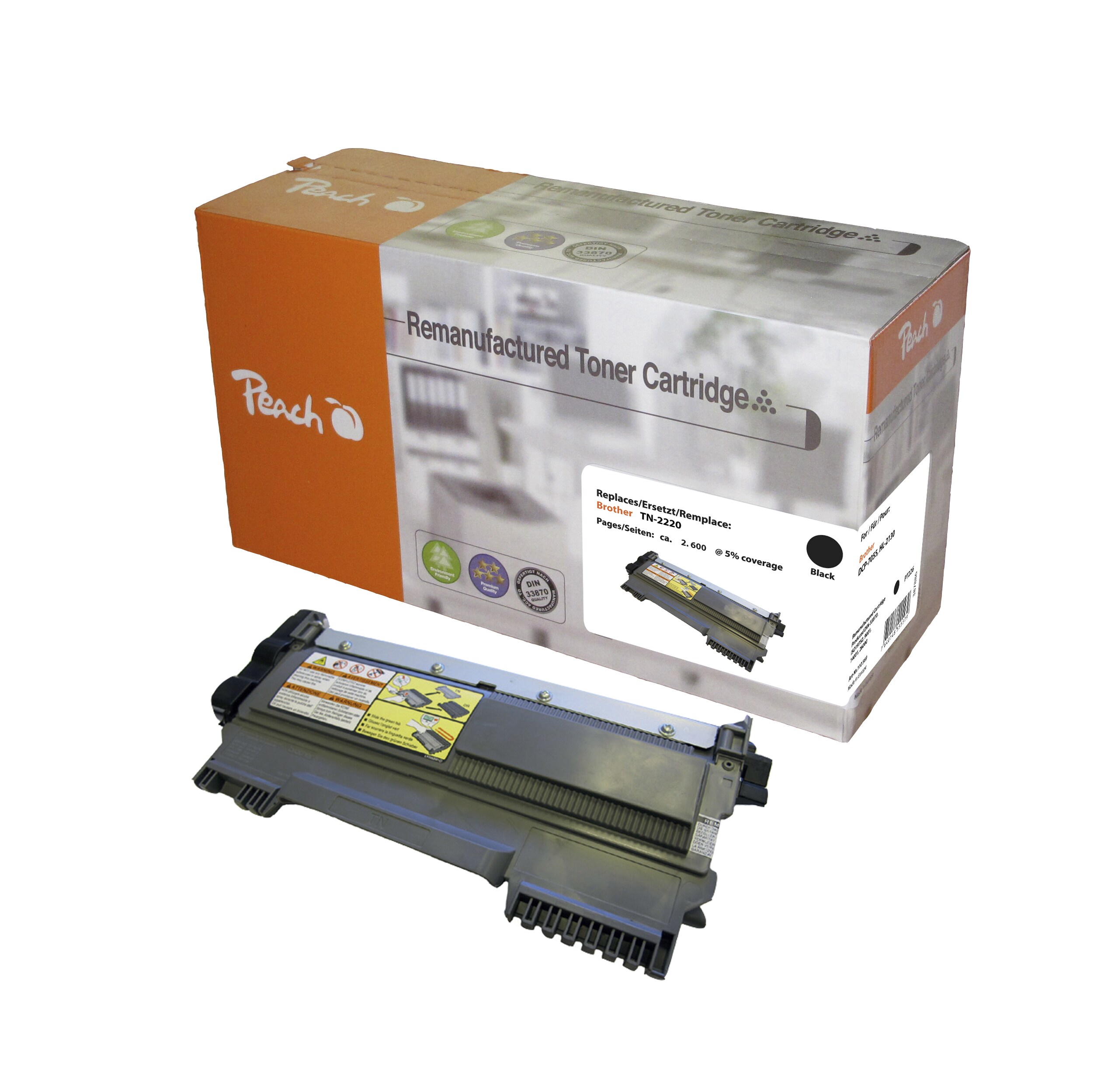 Peach B2220Toner XL bk ersetzt Brother TN-2220 für z.B. Brother DCP -7060 D, Brother DCP -7060 N, Brother DCP -7065 DN, Brother DCP -7070 DW (wiederaufbereitet)