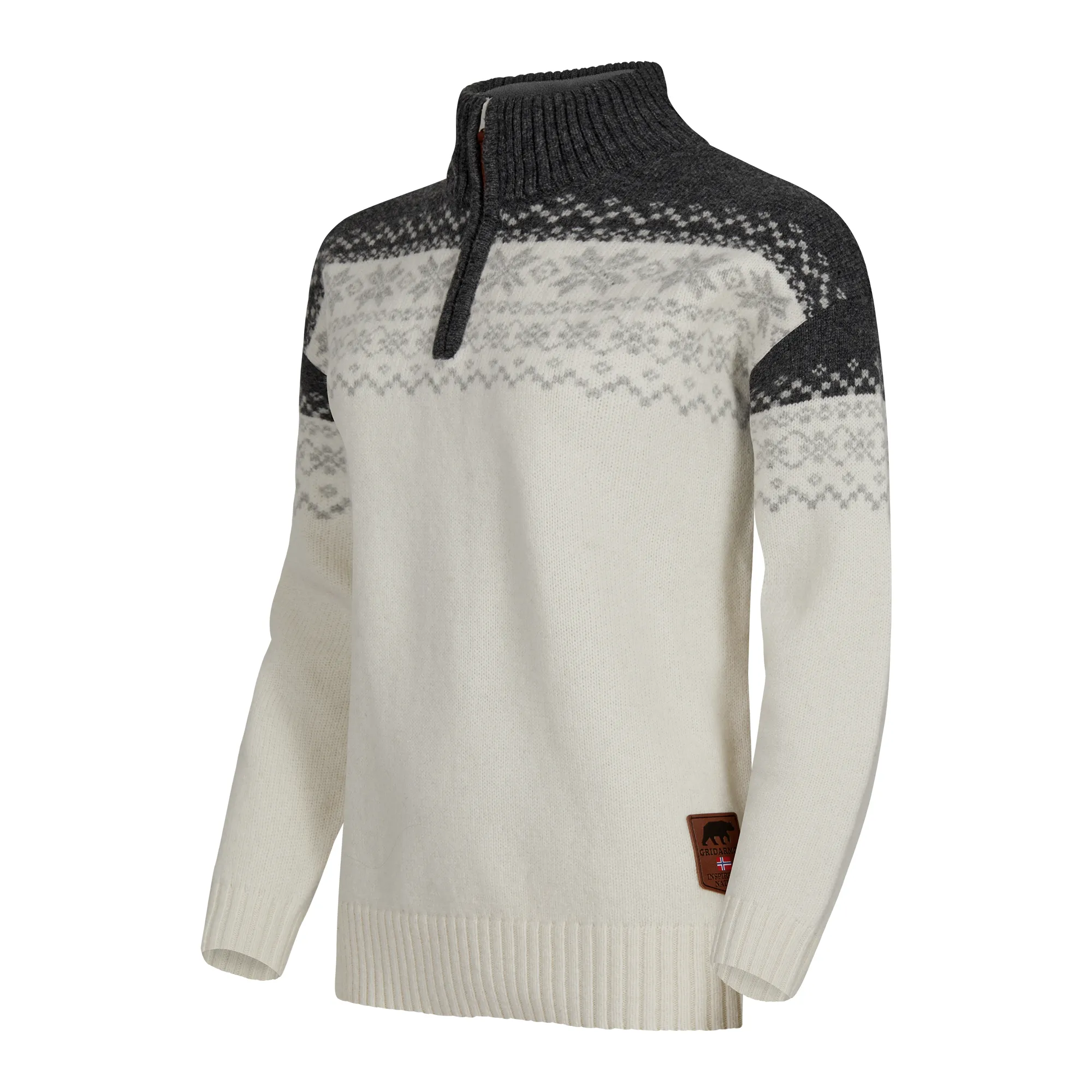 Gridarmor Women's Snøkrystall Half Zip Ullgenser White/Dark Grey/Light Grey