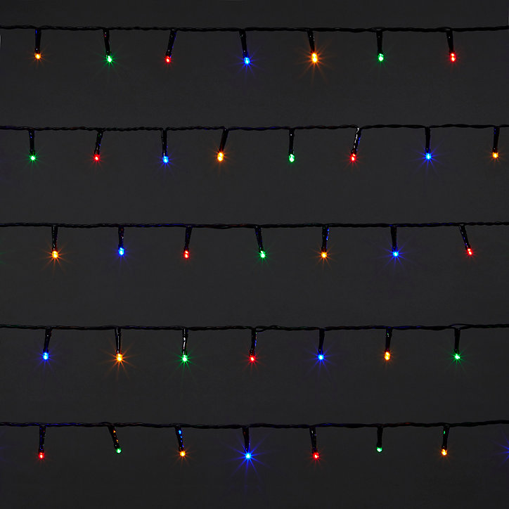 Guirlande lumineuse LED intérieure multicolore câble vert 8 fonctions 35 m