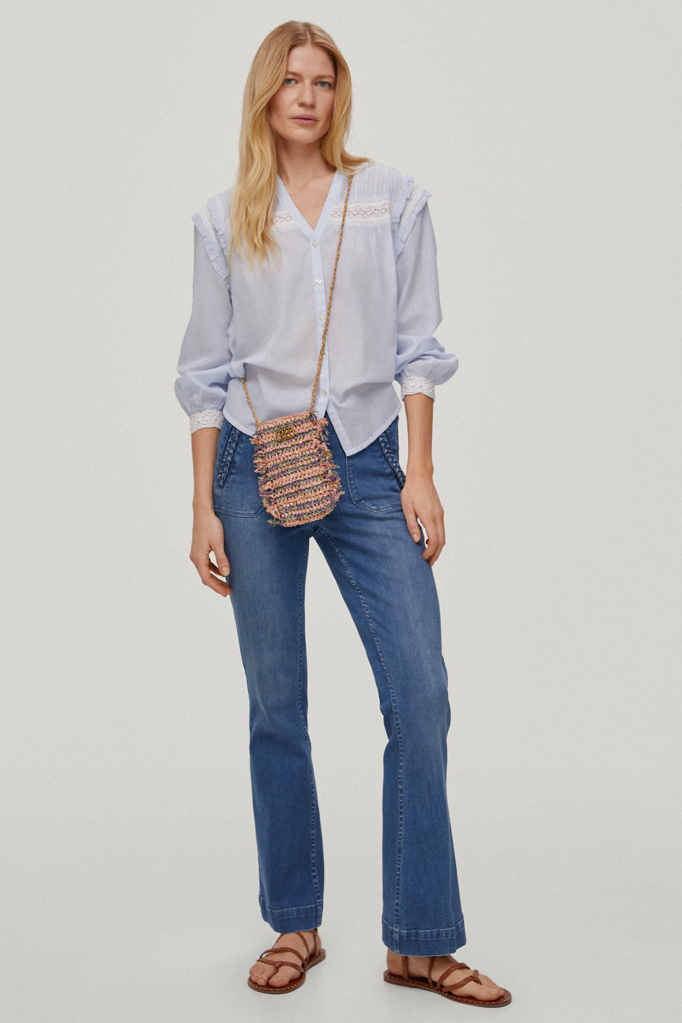 Blusa listrada com laços - Azul