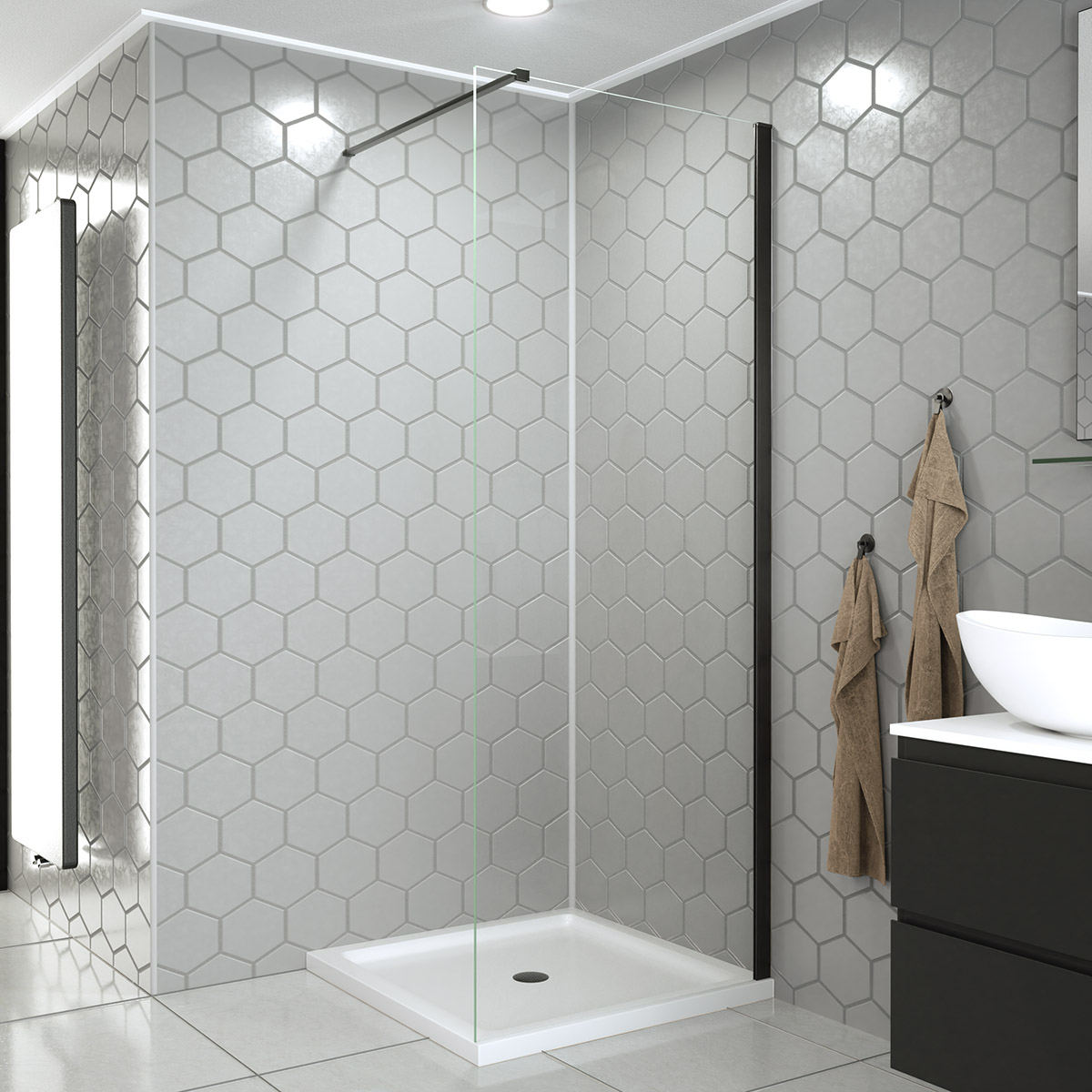 Saniclear Redro Iron douchewand 80cm anti-kalk 8mm verouderd ijzer - gunmetal