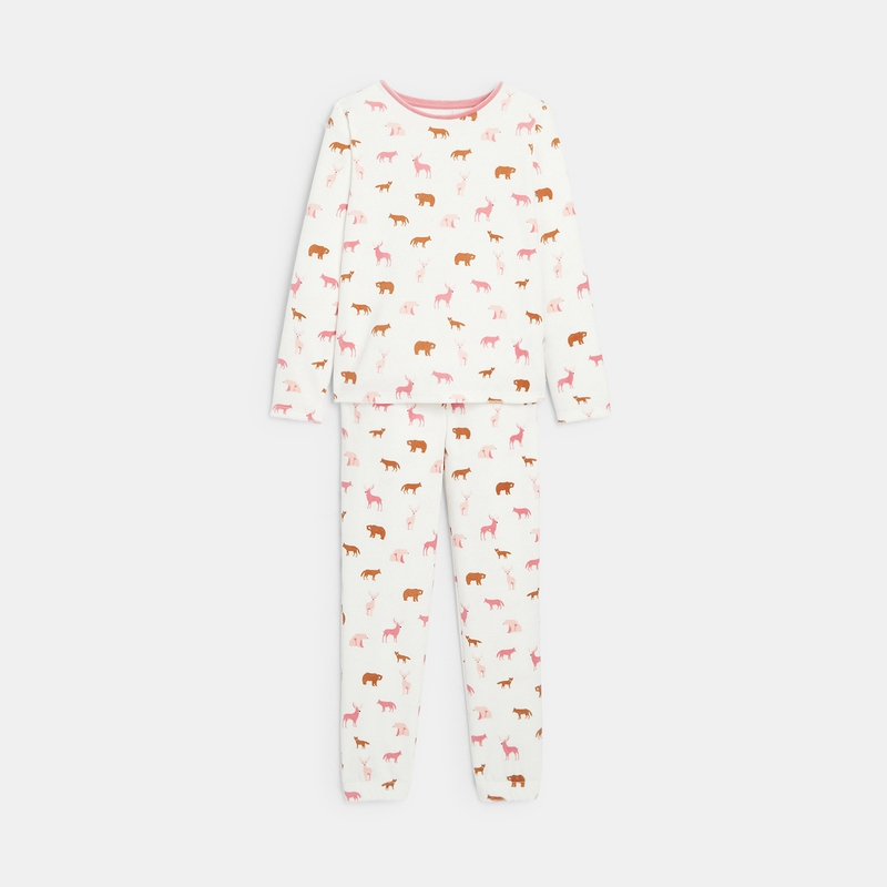 Pyjama en velours imprimé rose fille