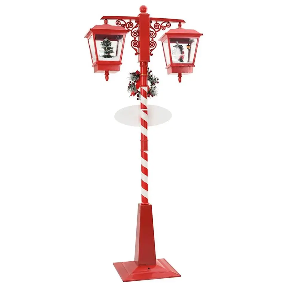 vidaXL - Kerststraatlamp met 2 lantaarns 40,5x80x188 cm - Rood - Metaal en PVC
