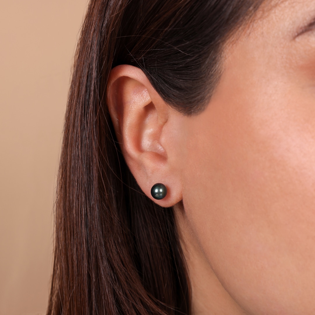 Ohrstecker 925 Silber rhodiniert mit Tahiti-Kulturperle Ø 6mm