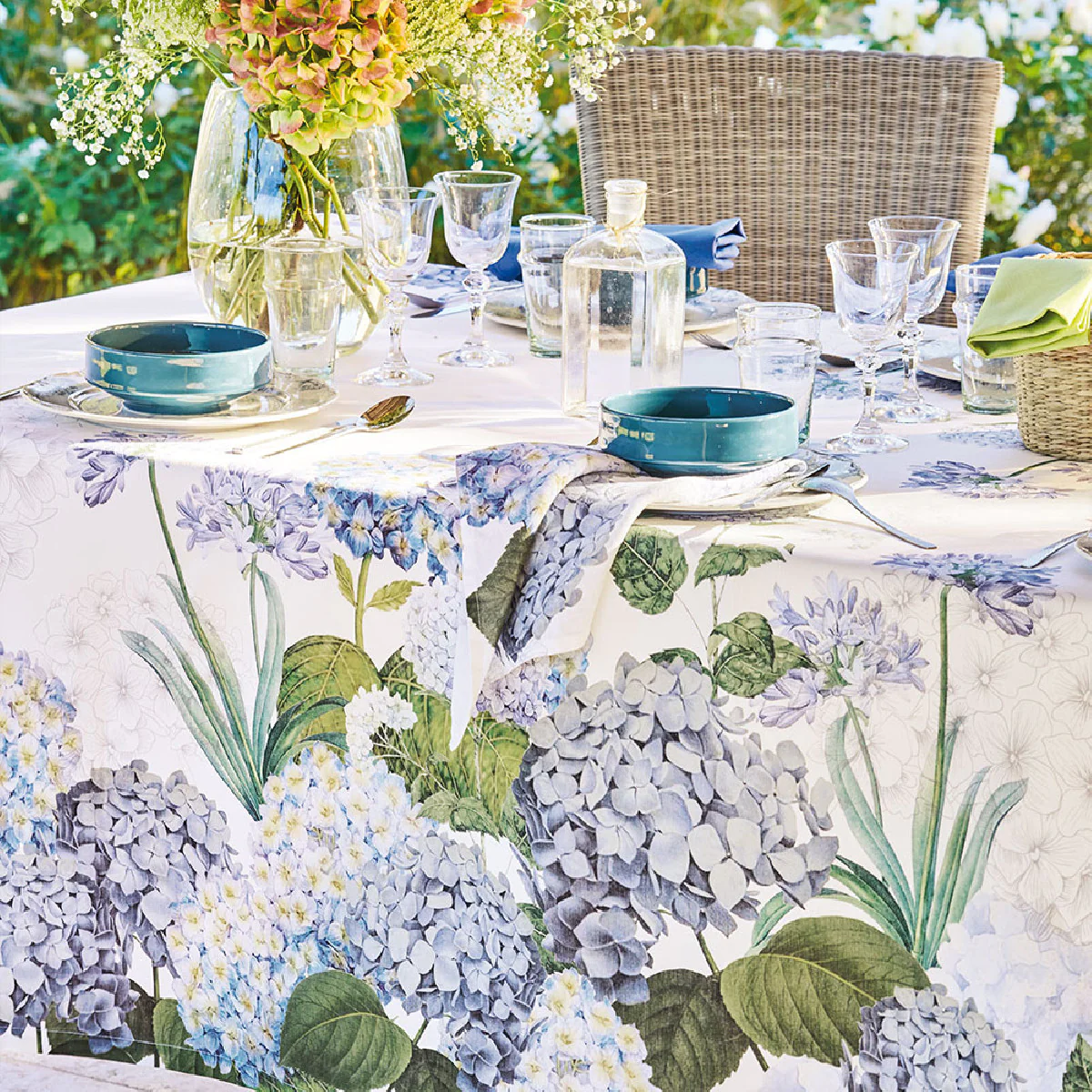 Nappe antitache déperlant pur lin multicolore 170X170 Garnier Thiebaut