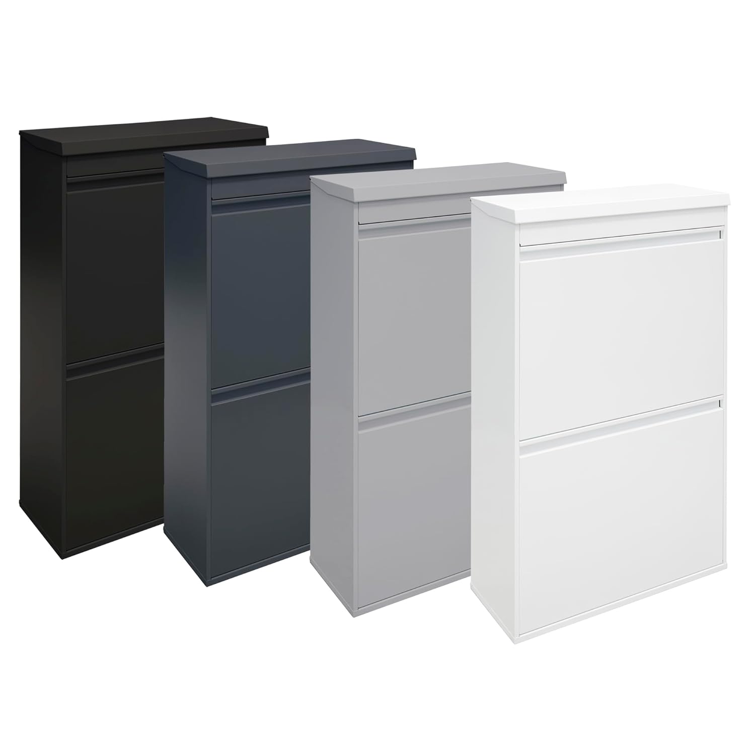ARREGUI Top CR621-B Mülltrennsystem aus Stahl mit Aufbewahrungsbox mit Deckel | 4 Fächer Mülleimer für die Küche | 4x17 L (68 L) | 4 Fach Abfalleimer | Herausnehmbare Inneneimer mit Griff | weiß