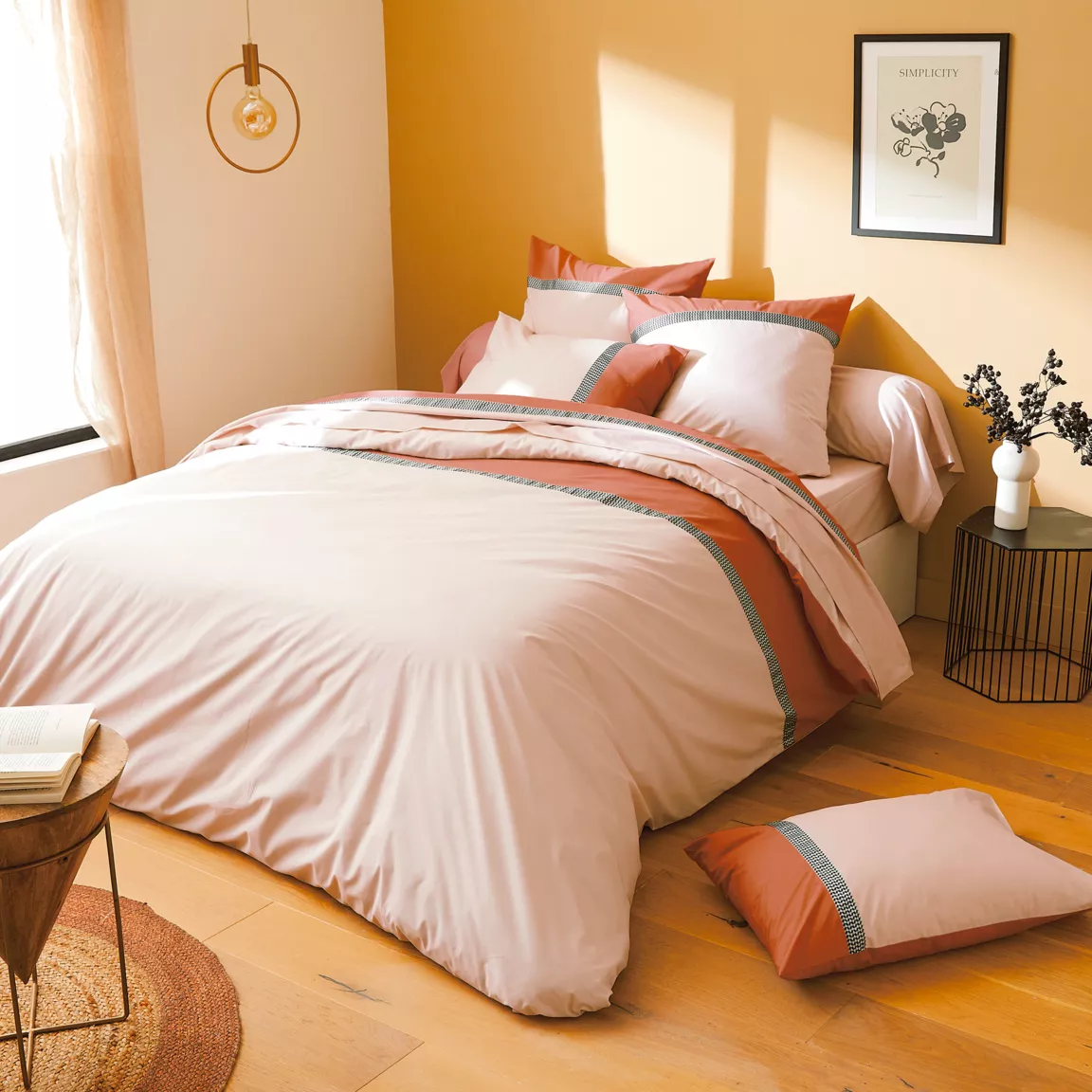 Housse de couette percale de coton (240 x 220 cm) Macassar Cognac