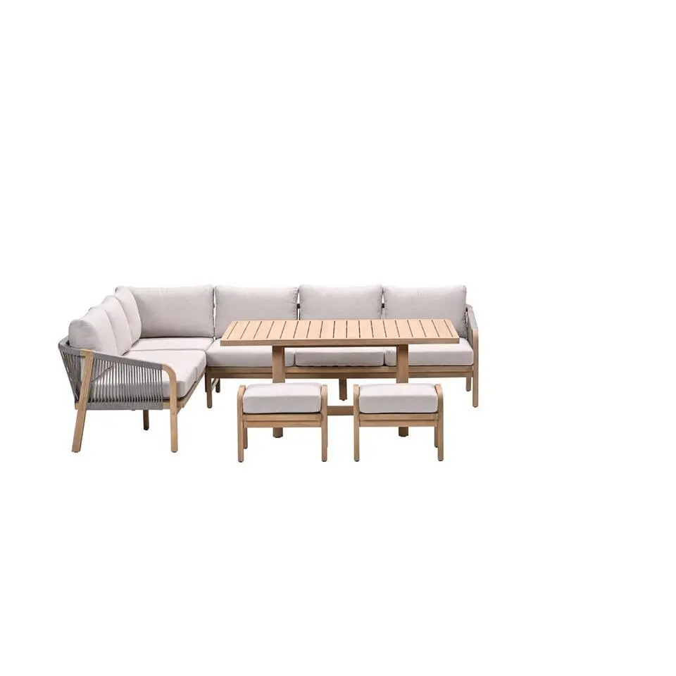 Santos lounge-diningset - 5-dlg.-links -acaciahout met white wash-sand
