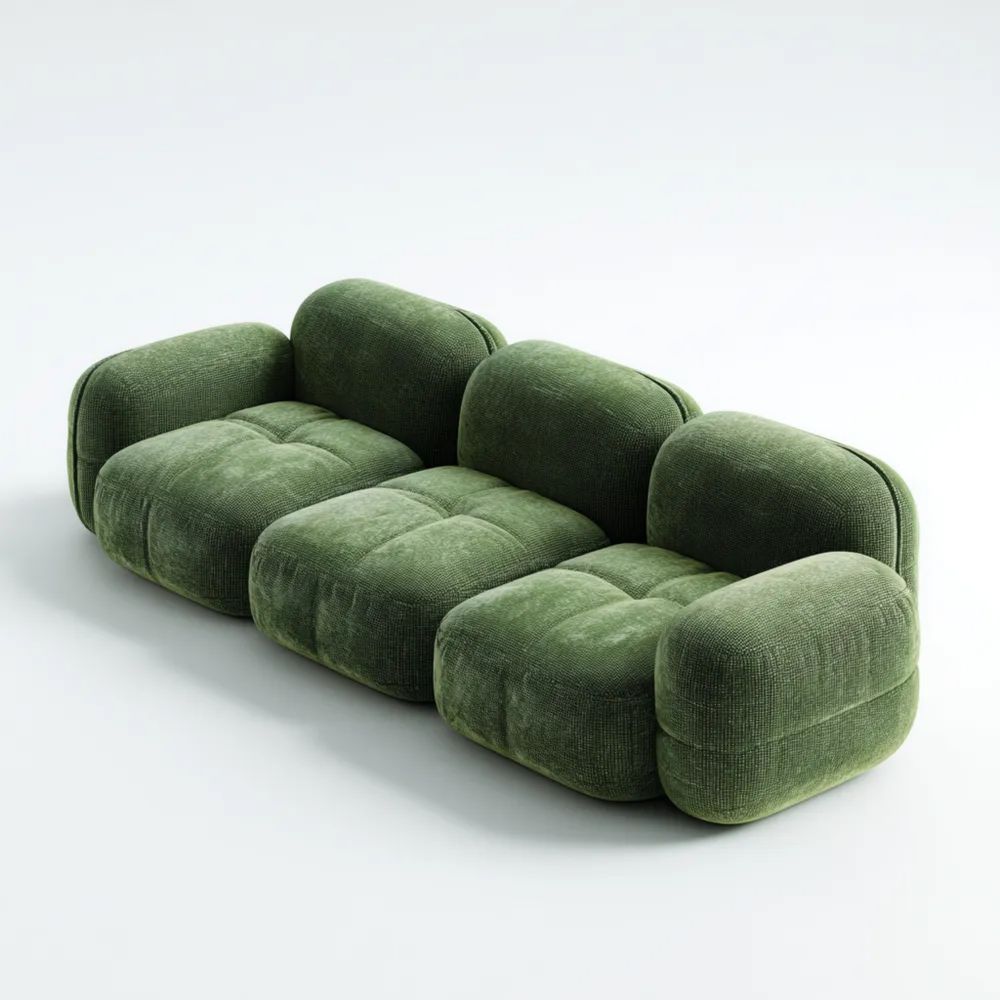 3-Sitzer-Sofa aus Samt 220x100x85 cm - Dunkelgrün - Modernes Design
