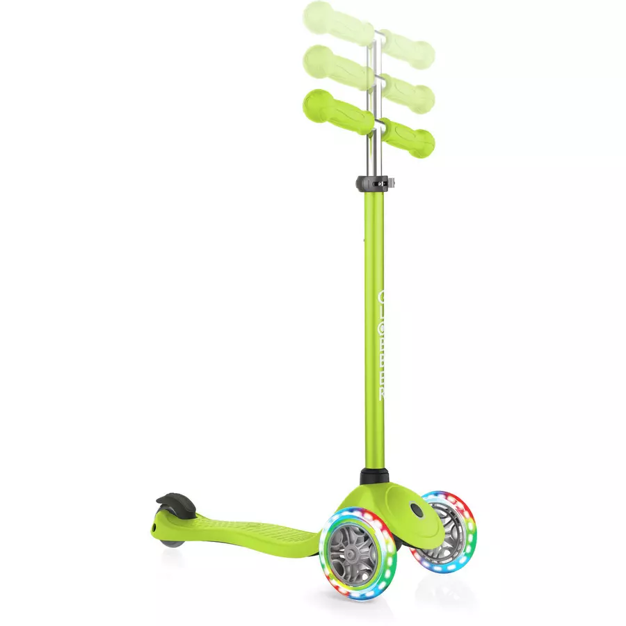 GLOBBER Scooter PRIMO LIGHTS lime grün, mit Leuchtrollen