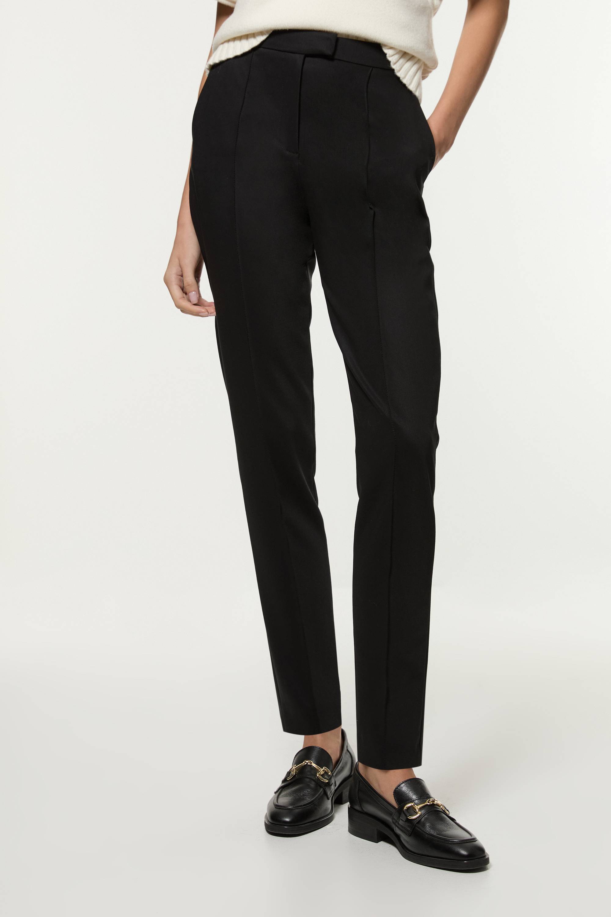 KarenMillen Pantalon droit pour femmes petites à plis pintuck sur mesure